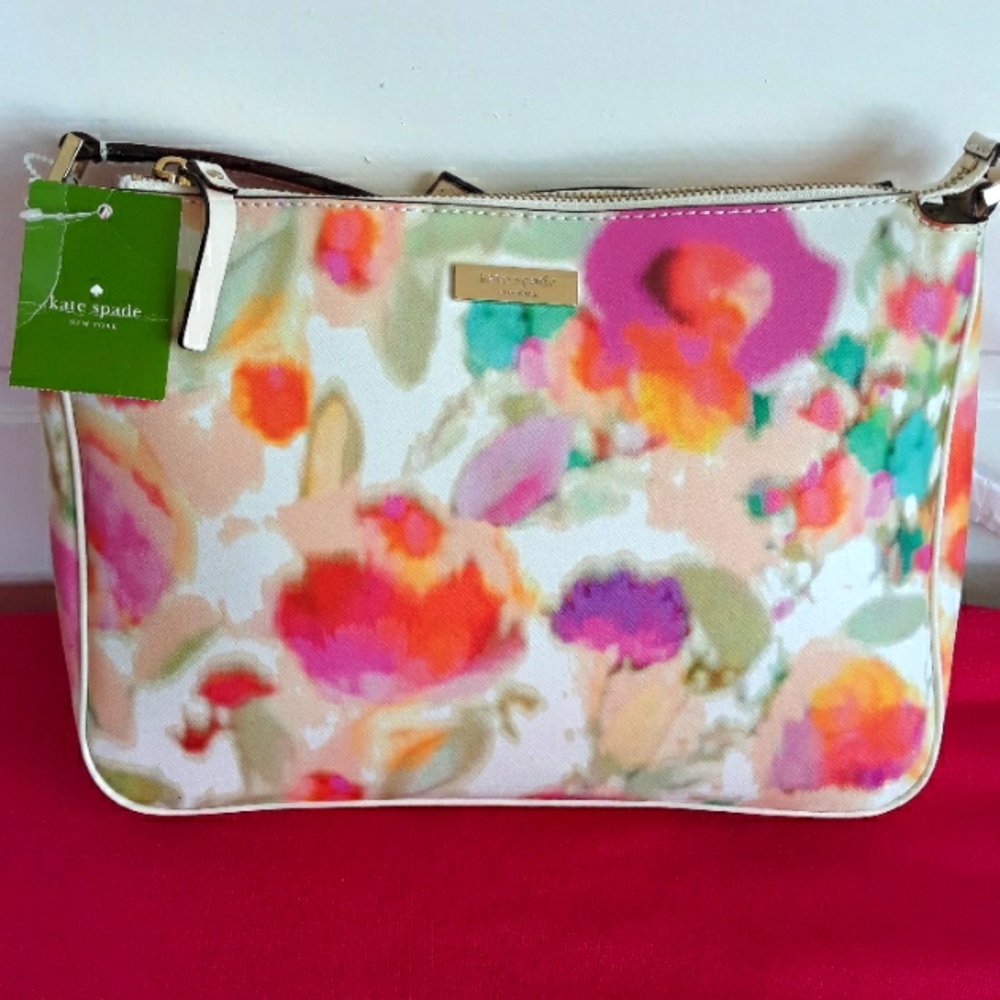 Kate Spade Chrissy Grant street cross body bag in water colors floral NWT